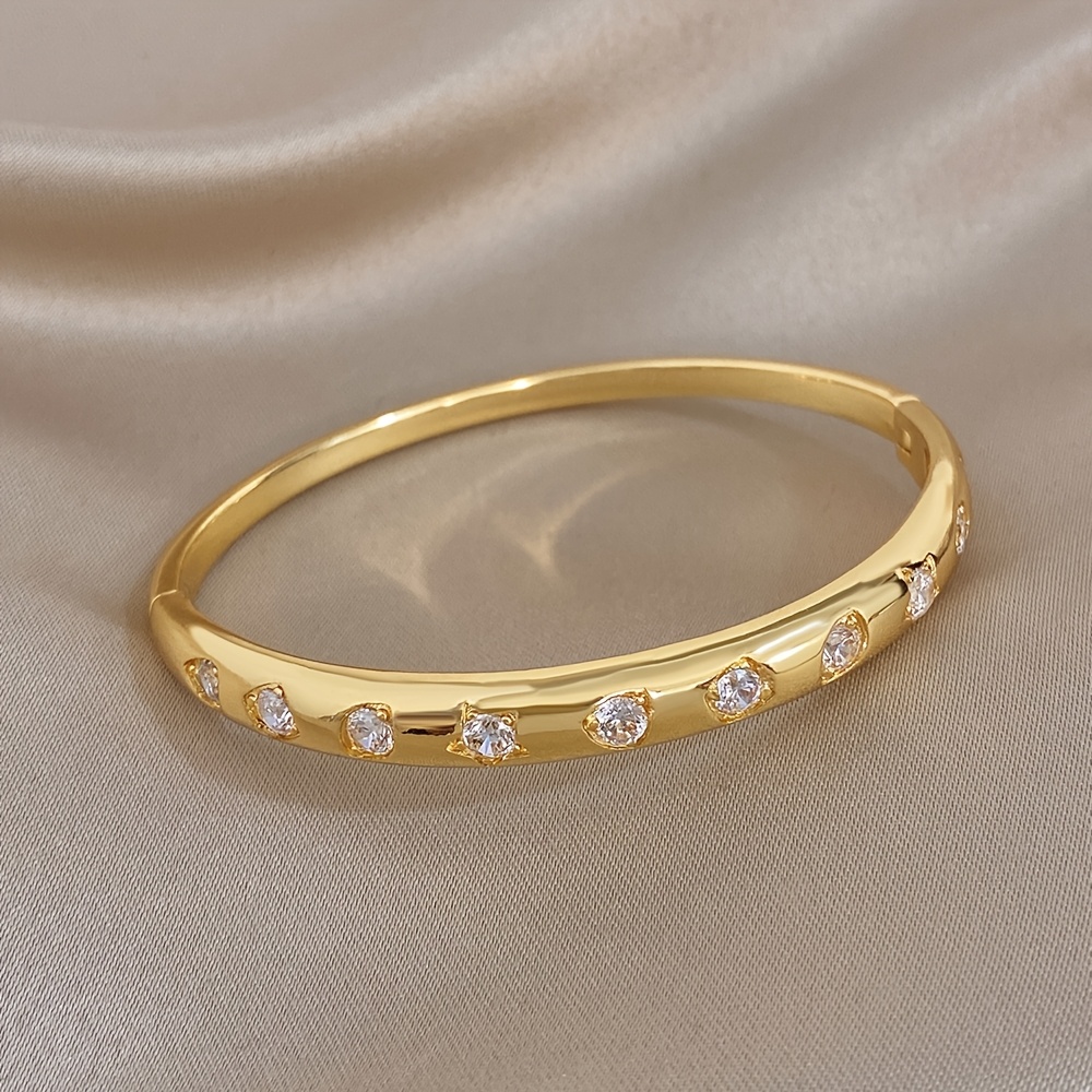 Women's Golden Star Copper Bracelet, Gold Plated Zirconia